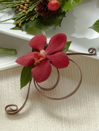 Red Mokara Orchid Boutonniere