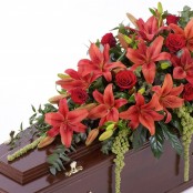 Lily and Rose Casket Spray Red