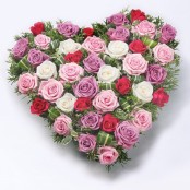 Mixed Rose Heart Red & Pink