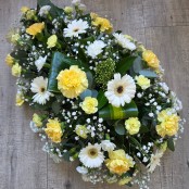 Carnation & Germini Teardrop Spray - Yellow & White
