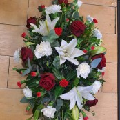 Lily & Rose Casket Spray - Red & White