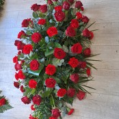 Carnation & Rose Casket Spray - Red